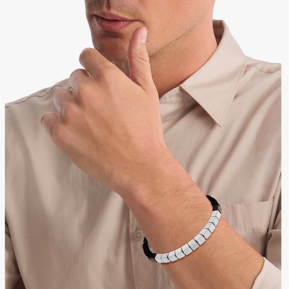 Calvin Klein Steel+Wood Cube Bead Bracelet - Picture 3 of 7